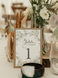 Numero da tavolo Greenery con supporto in carta Kraft