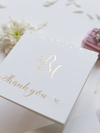 Luxury Royal Gold Foil Confetti Disted Blush Rose Carte de remerciement avec enveloppe