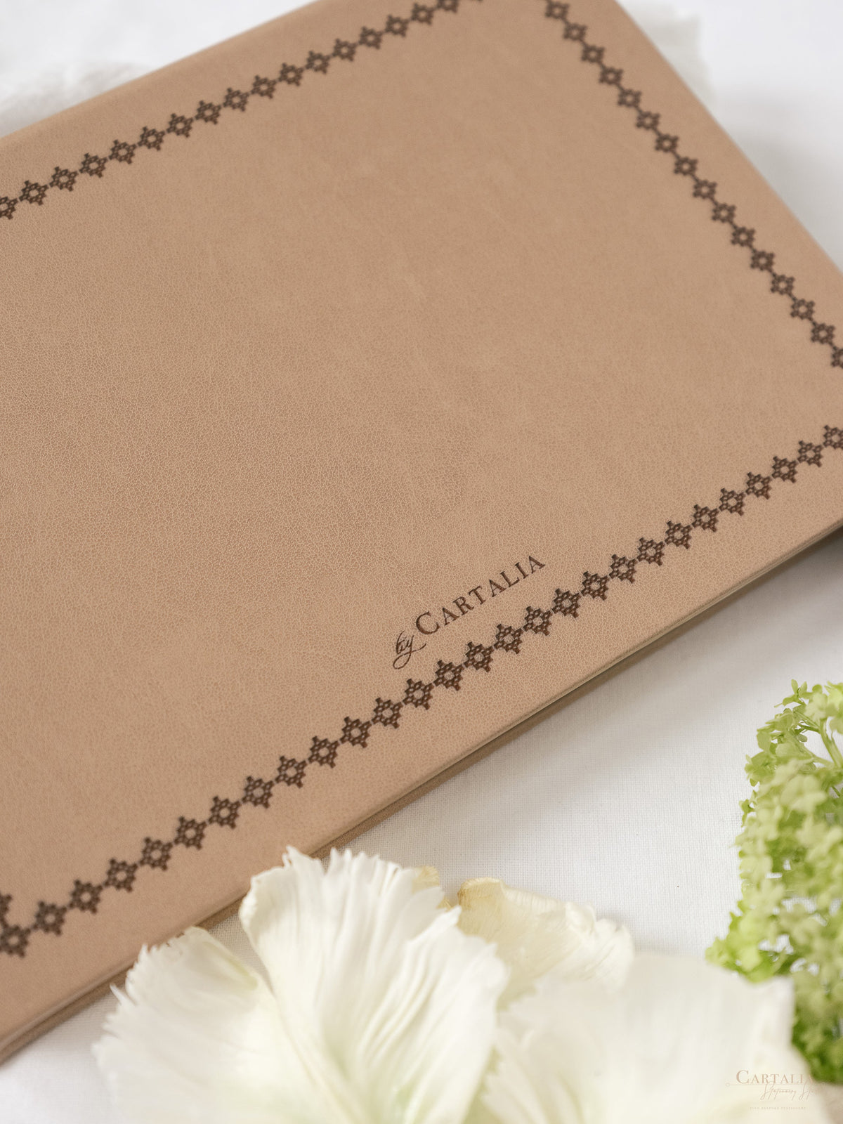 Premium Vegan Leather Hard Book Boxed Invitation Suite | Bespoke Commission J&G