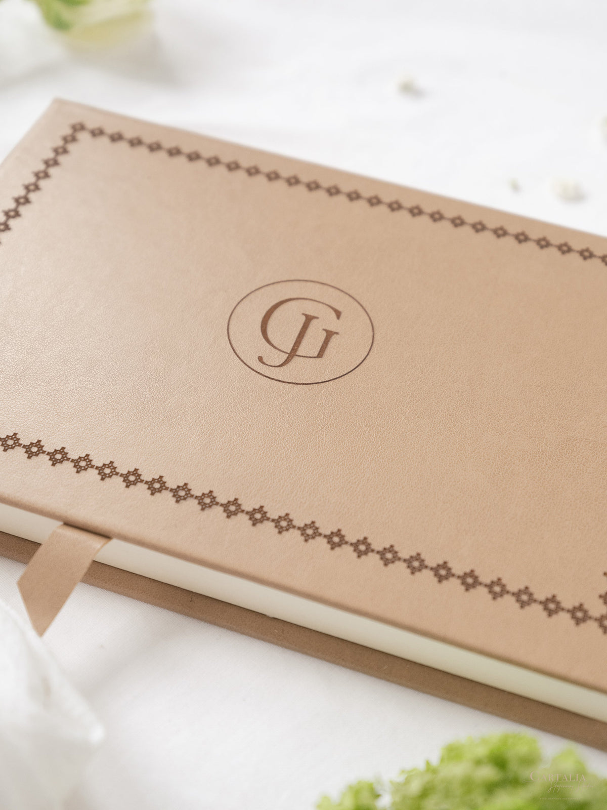 Premium Vegan Leather Hard Book Boxed Invitation Suite | Bespoke Commission J&G