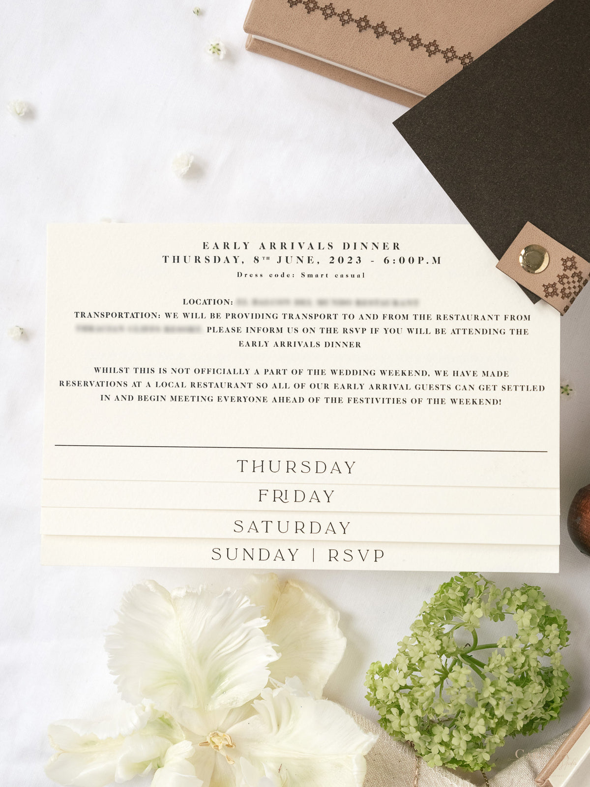 Premium Vegan Leather Hard Book Boxed Invitation Suite | Bespoke Commission J&G