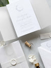 Modern Calligraphy Vellum Wrap Wedding Invitation Suite with White Wax Seal