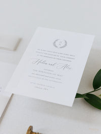 Timeless Triple Embossed Sunk Frame Modern Wedding Evening Invitation with Wax Seal