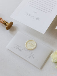 Tiple Triple Cadre en relief Cartes de remerciement avec bande de ventre et sceau de cire