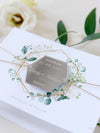 Hexagonal Mirror Magnet Personalised Engraving with Rose Gold Foil Save the Date Card