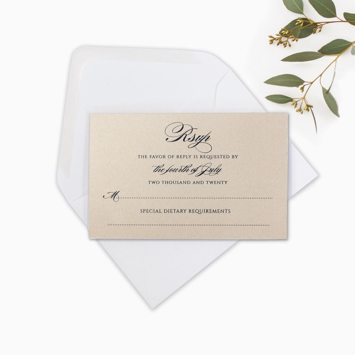 Rose Gold Foil Blush and White Classic - Carte RSVP