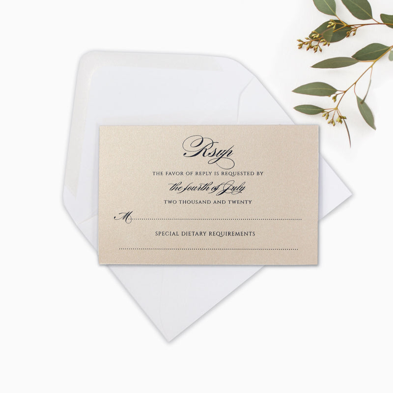 Fard in lamina d'oro rosa e classico bianco - Carta Rsvp