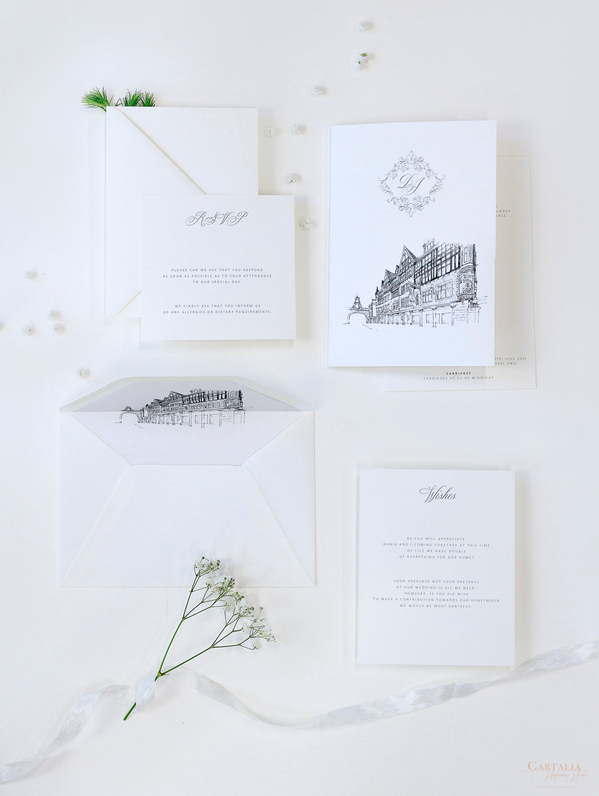 Venue : The Chester Grosvenor Hotel Invitations | Bespoke Commission D&J