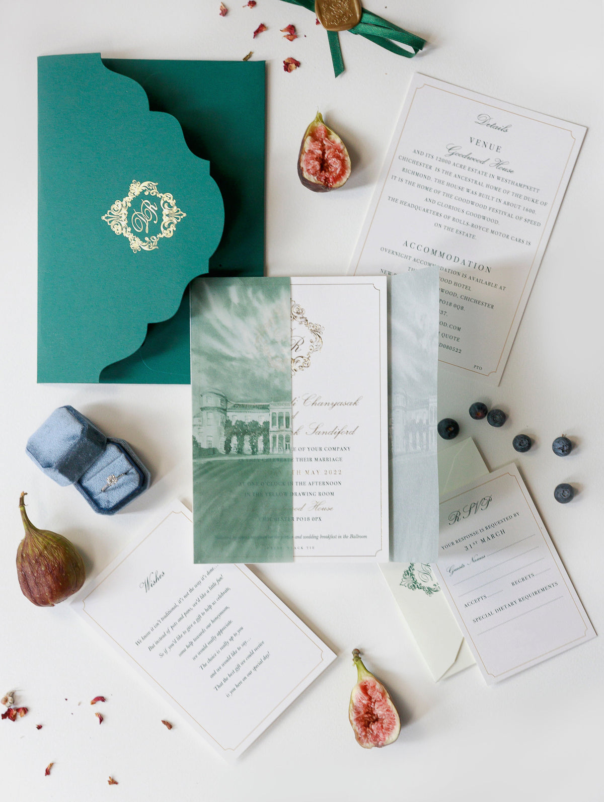 GOODWOOD HOUSE | Your Venue invitation on Vellum with Wax Seal Wedding invitation Suite | SAMPLE