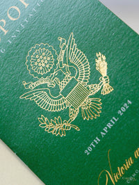 Invitation de mariage Green Passport avec feuille de bandage à bercerie RSVP