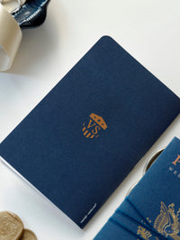 USA / American Passport Navy Wedding Invitation with Shimmering Foil + Boarding Pass Style Rsvp