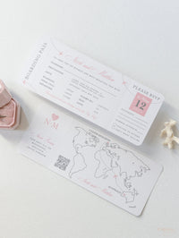 Portefeuille du dossier: Invitation de passeport de mariage en argent de luxe dans la poche et le miroir Plane Tag Passport Invitation Suite