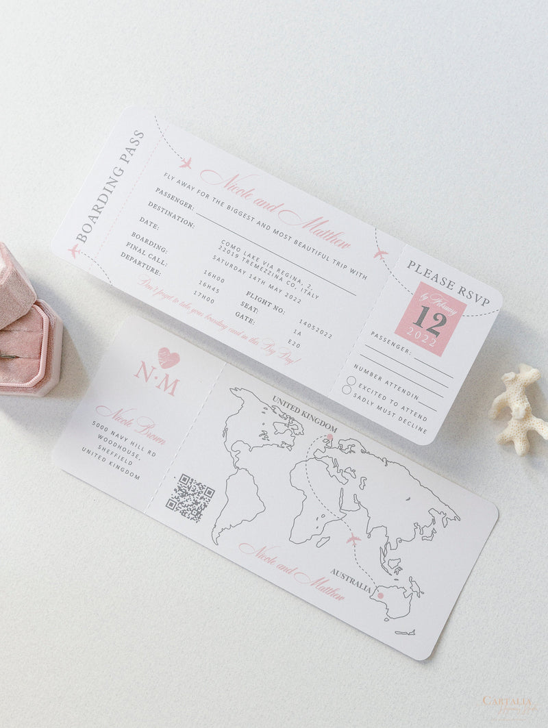 Portafoglio FOLDER: invito per passaporto di nozze di lusso in argento in tasca e suite per inviti per passaporto con tag aereo a specchio
