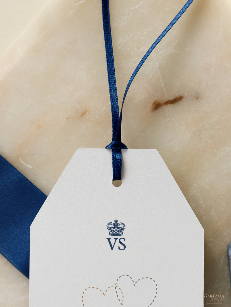 Navy Passport Luggage Tag Save the Date Card Travel Destination Wedding