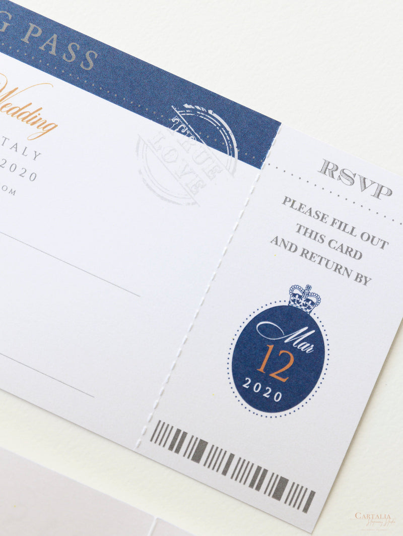 Suite di lusso con passaporto in lamina d'oro rosa e passaporto blu scuro e carta d'imbarco