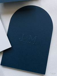 Arch Style Deluxe Navy & White Save the Dates | Bespoke Commission J&M