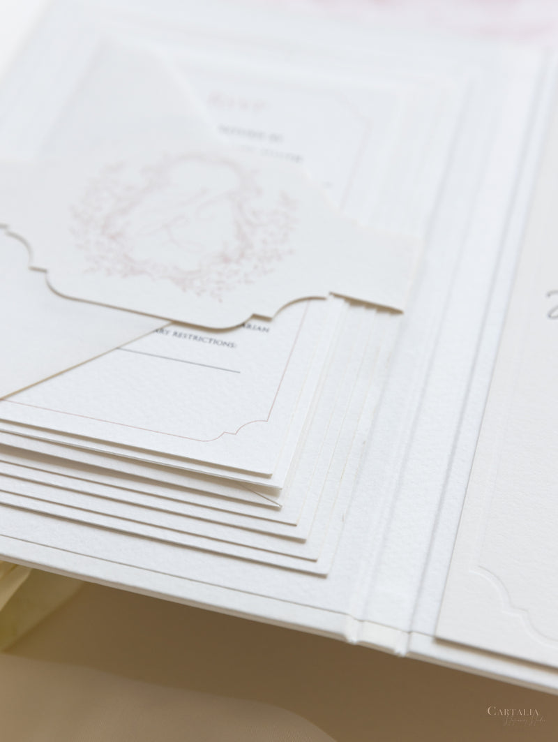 Libro Tasca di lusso fatta a mano in stile scatolato degli inviti La Casa Toscana | Commissione su misura H&amp;R