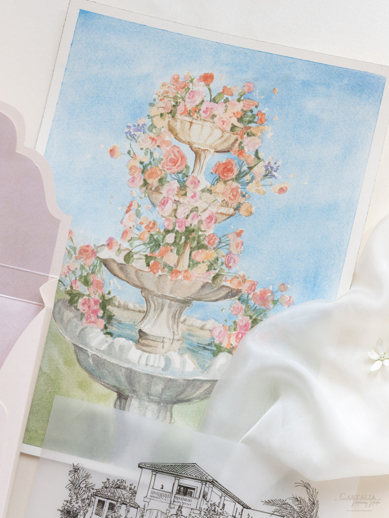 Book Boxed Style Luxury Hand Made Pocket of La Casa Toscana Invitations | Bespoke Commission H&R
