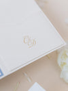 Custom Wedding Venue Illustration |  Foiled Venue Invitation Pocket Suite with Dusty Blue & Gold Foil Touches