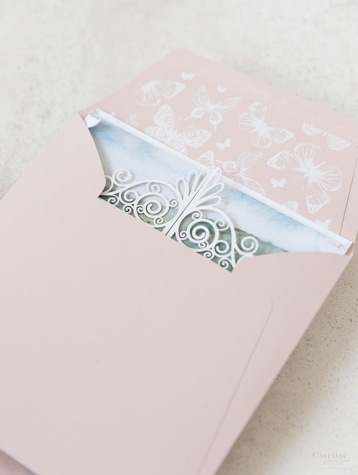 Invitation de mariage de Villa Balbiano, LAK COMO LIE SAUVEZ LA DATE | Commission sur mesure J&G