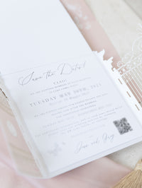 Invitation de mariage de Villa Balbiano, LAK COMO LIE SAUVEZ LA DATE | Commission sur mesure J&G