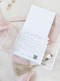 Invitation de mariage de Villa Balbiano, LAK COMO LIE SAUVEZ LA DATE | Commission sur mesure J&G