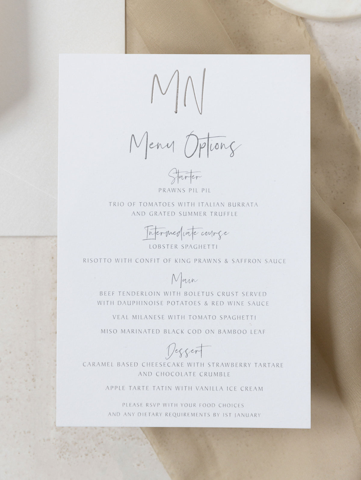 Classic Venue Invitation with Silver Foil | Bespoke Commission M&N