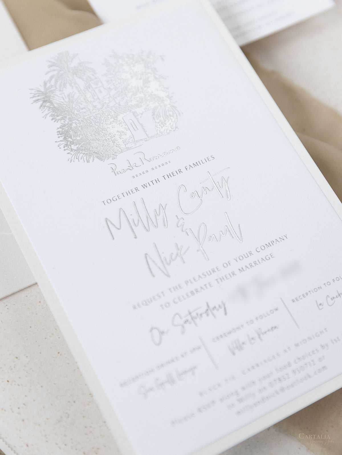 Classic Venue Invitation with Silver Foil | Bespoke Commission M&N