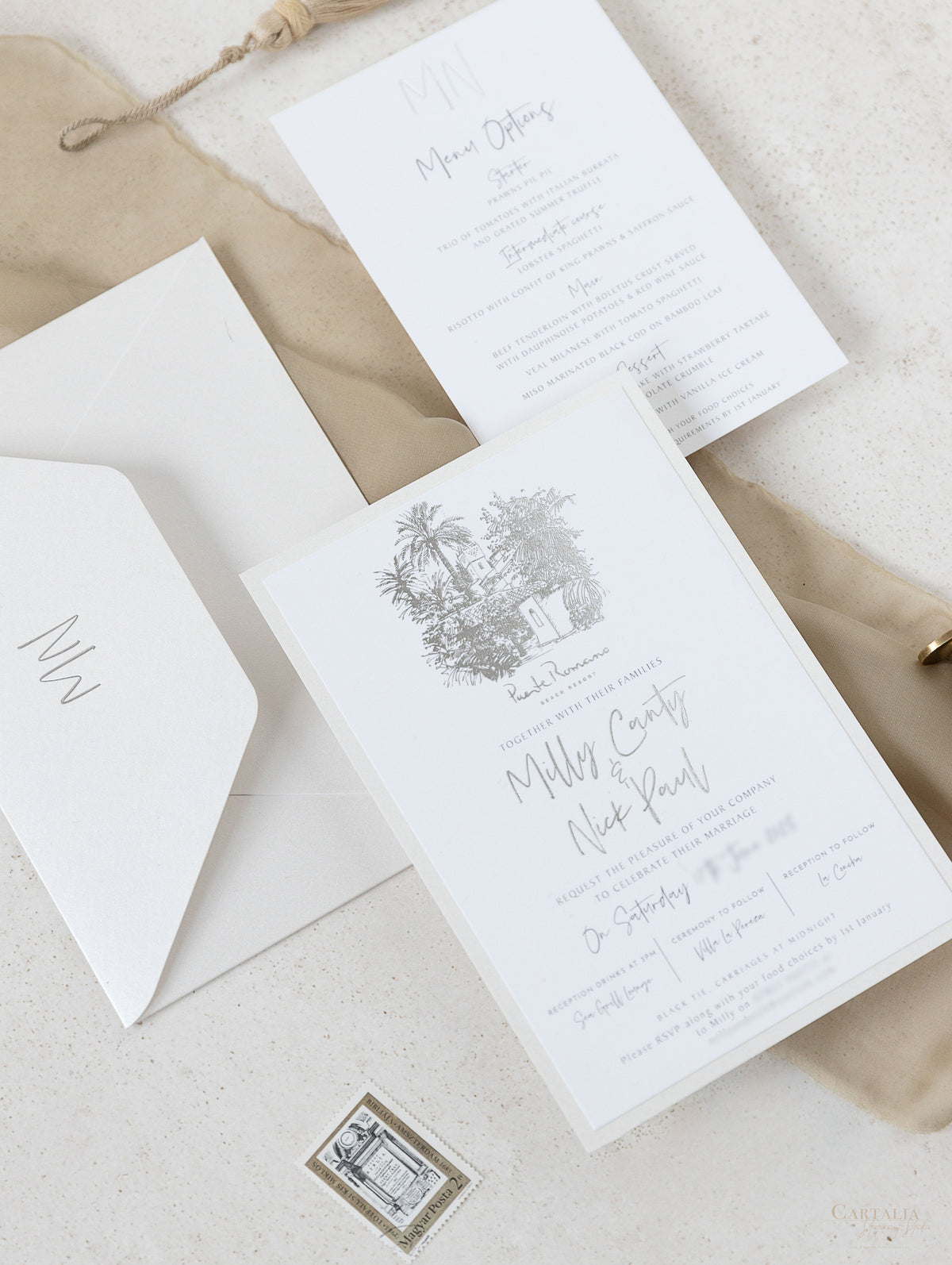 Classic Venue Invitation with Silver Foil | Bespoke Commission M&N