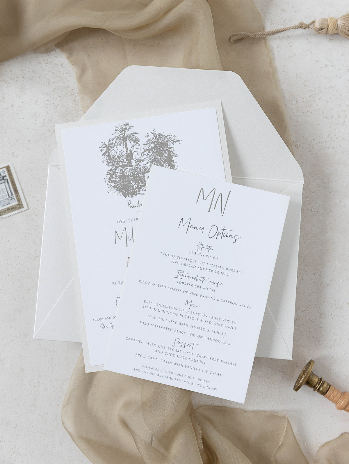 Classic Venue Invitation with Silver Foil | Bespoke Commission M&N