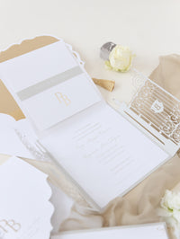 Villa Valentini Bonaparte | Ornamental Gate Foiled Venue Wedding Invitation | Bespoke Commission P&B