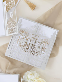 Villa Valentini Bonaparte | Invitation de mariage de lieu d'ornement de la porte d'ornement | Commission sur mesure P&B