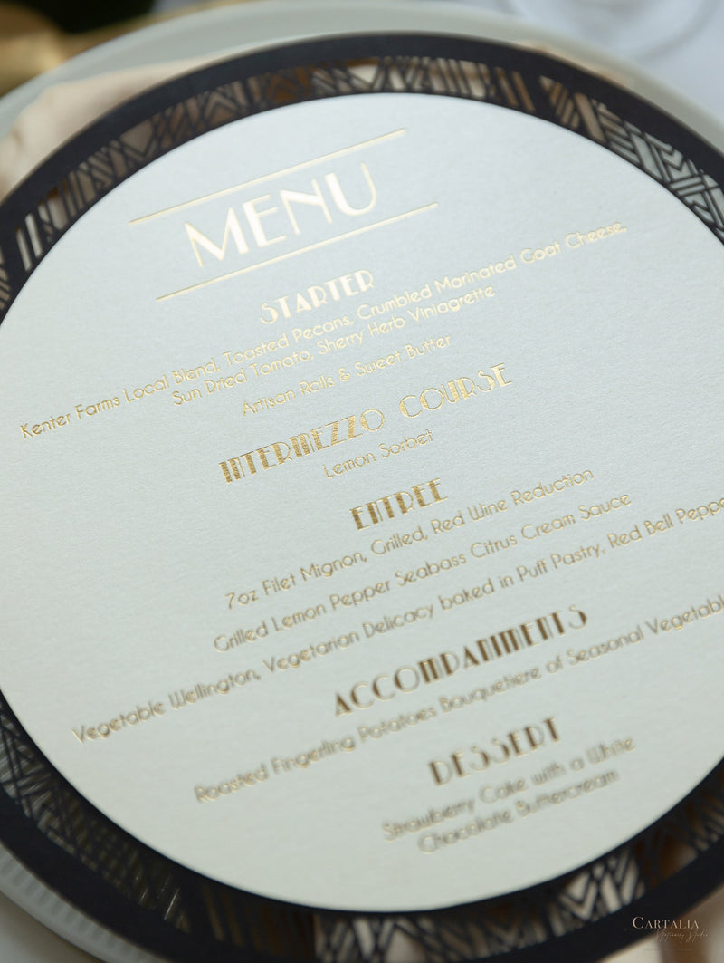 Art Deco Laser Cut Plate Menu | Bespoke Commission