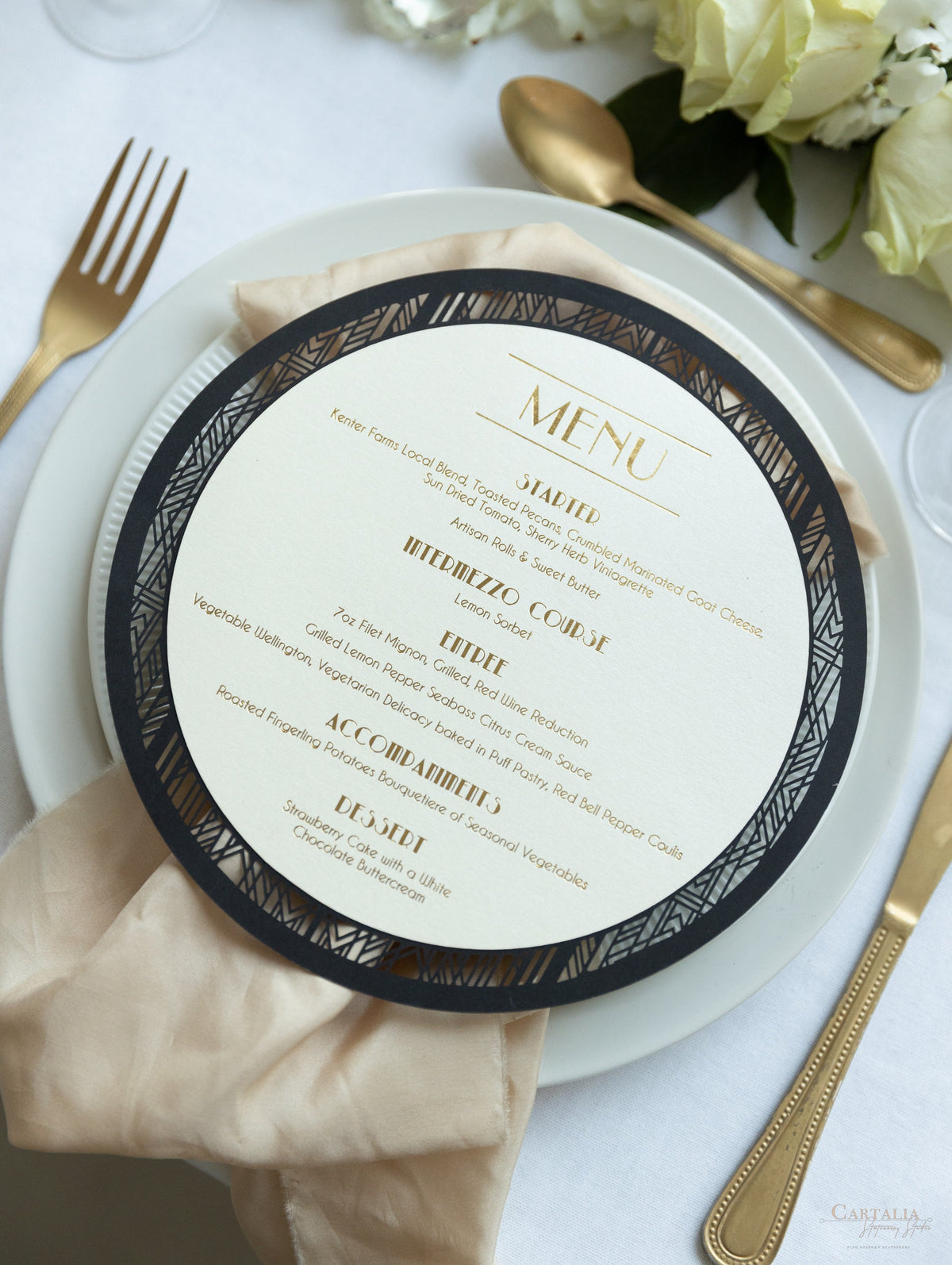 Art Deco Laser Cut Plate Menu | Bespoke Commission