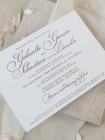 Invito elegante per il giorno del matrimonio con stampa tipografica grigia di lusso in cartone 100% cotone da 710 g/m²