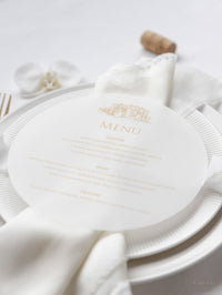 Vellum Circle Menu for Plates | Optional Venue Sketch