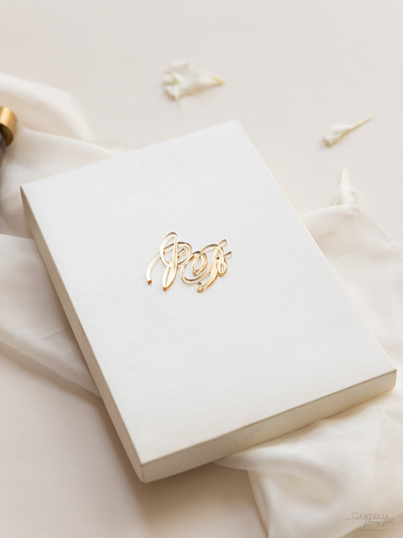 Modern Calligraphy Invitation 3 Tier Folder Pocket Suite with Vellum  Parchment Envelope and Pearl Wax Seal with ribbed ribbon