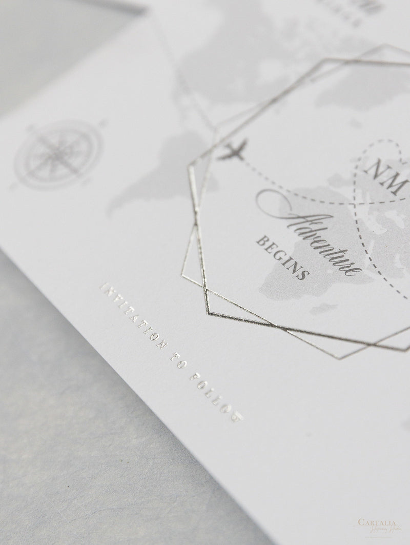 Silver Mirror Luggage Tag Magnet Save The Date Card