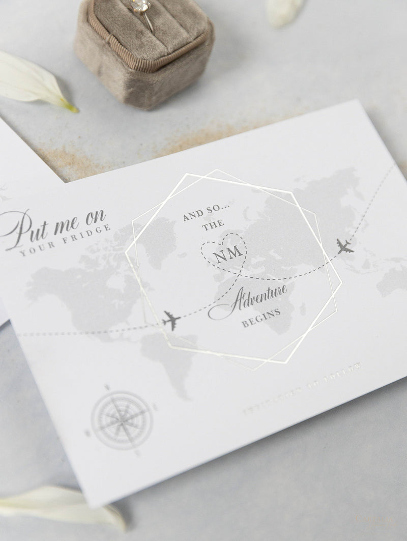 Silver Mirror Luggage Tag Magnet Save The Date Card