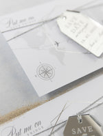 Silver Mirror Luggage Tag Magnet Save The Date Card