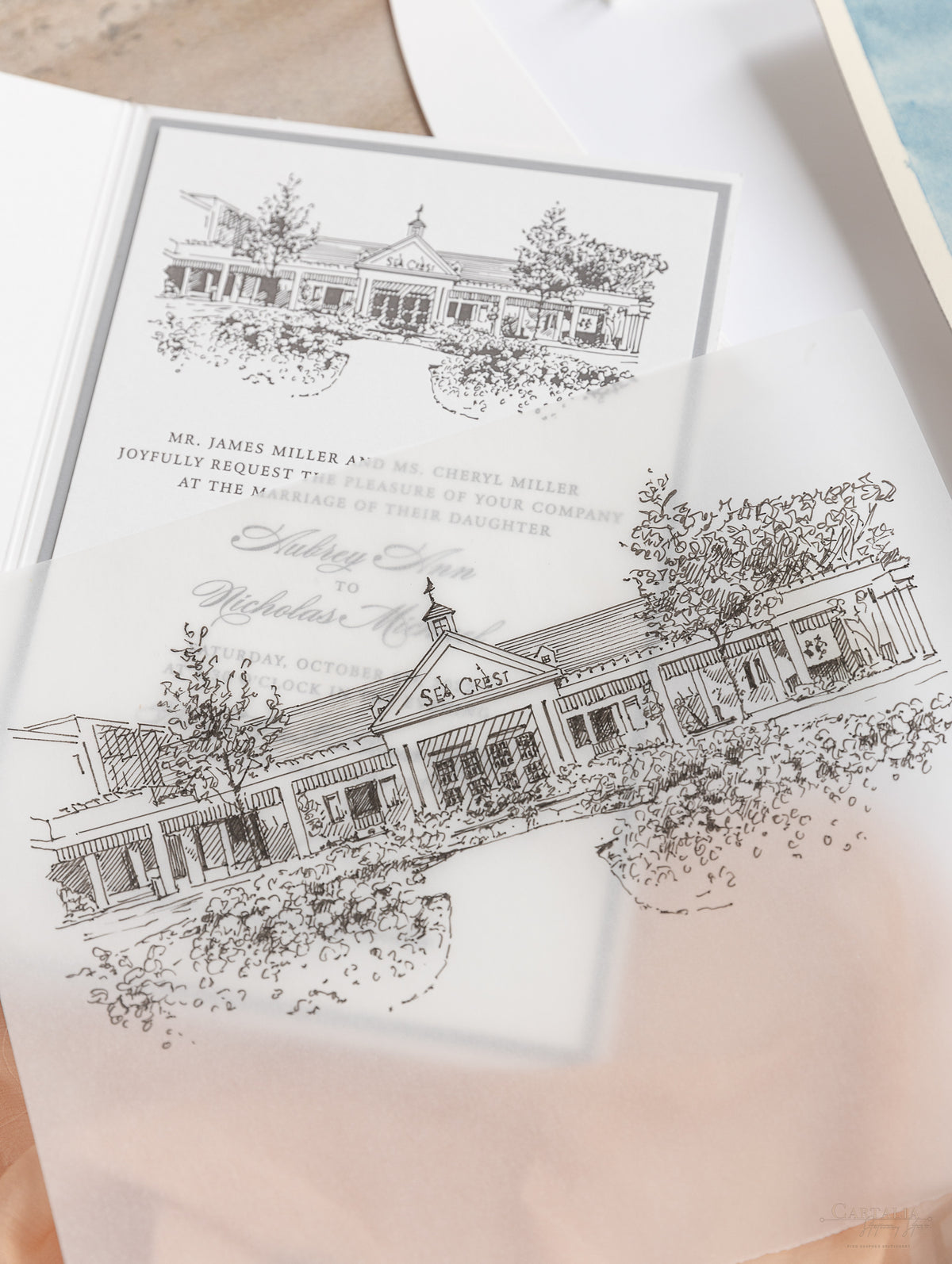 Sea Crest Beach Hotel Invitations | Bespoke Commission A&N