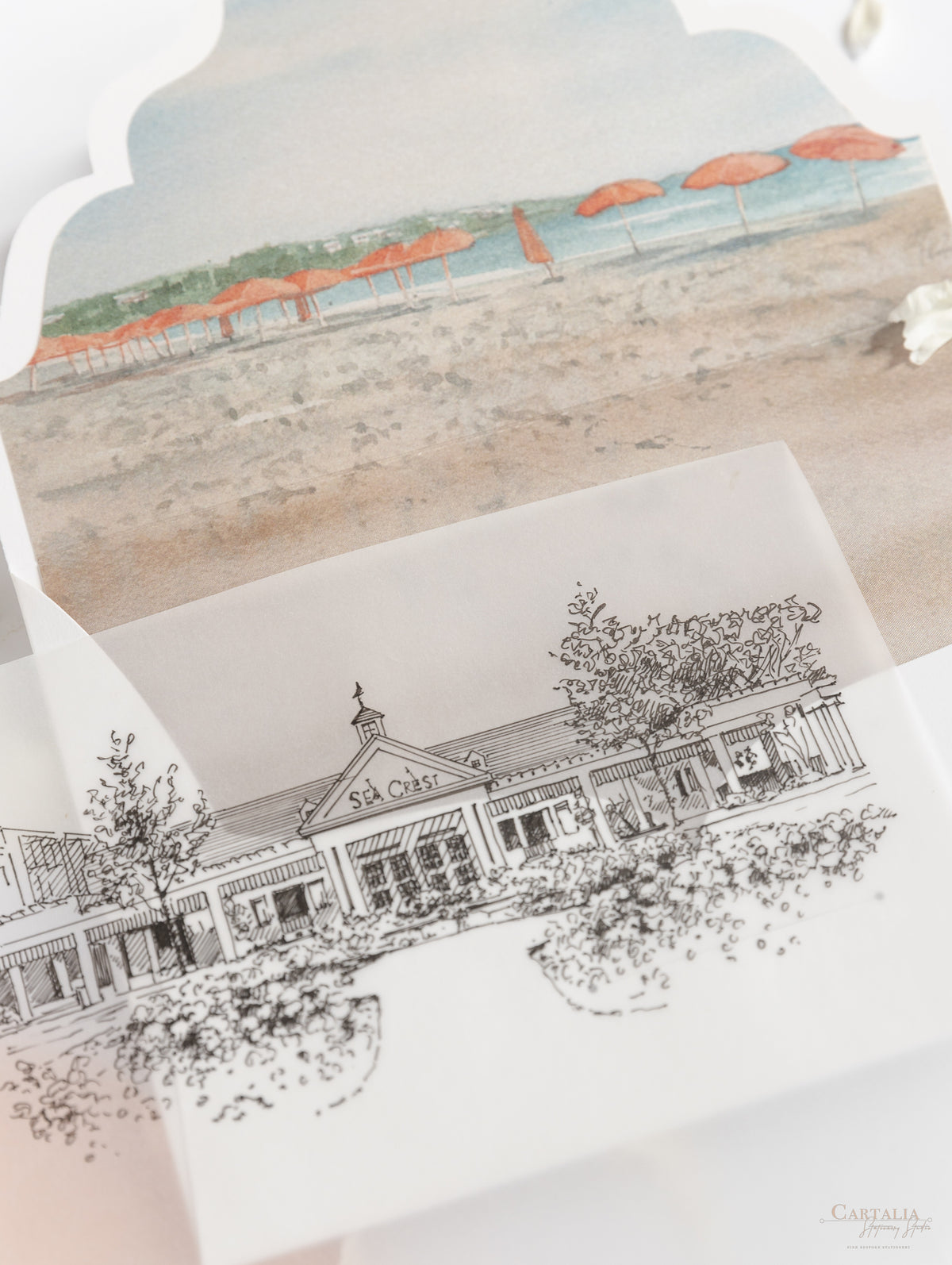 Invitations de l'hôtel Sea Crest Beach | Commission sur mesure A&N