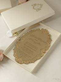 Miroir Invitation en boîte en acrylique dans la boîte personnalisée et l'enveloppe en boîte | Commission sur mesure K&T