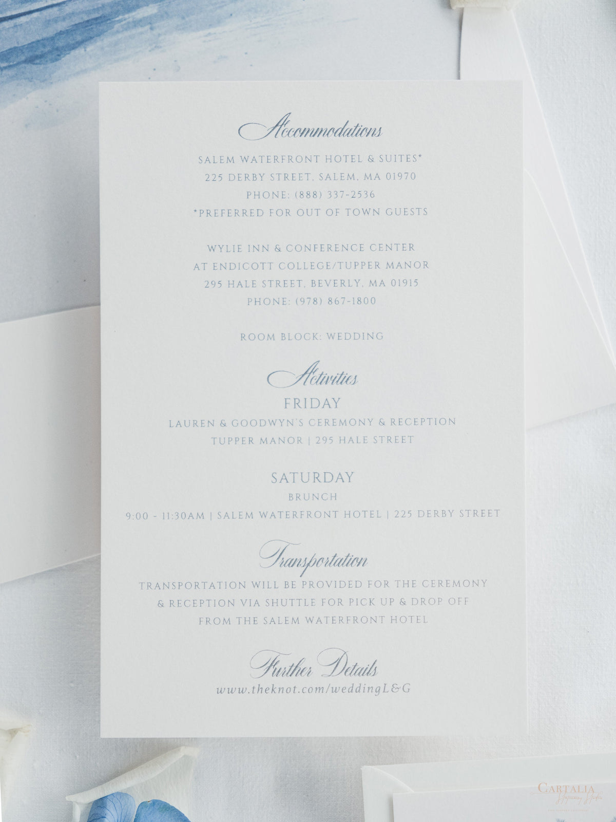 Watercolour Wedding Invitation with your Venue  | Luxury Pocket with Letterpress and Deckled Edge Envelope