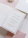 Luxury Royal Gold Foil Confetti Dotted Blush Pink Pocket fold Wedding Invitation Suite