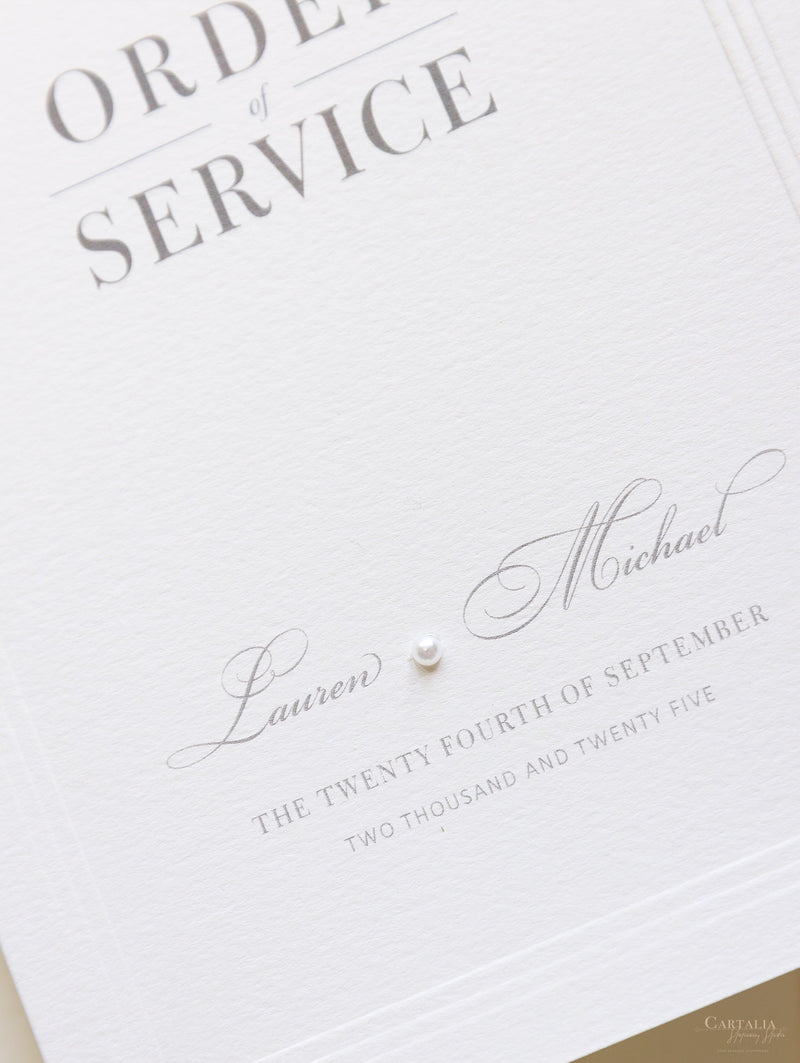 Luxury Pearl Pocket matching Order of Service