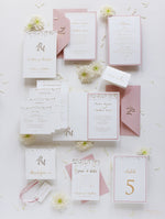 Luxury Royal Gold Foil Confetti Dotted Blush Pink Place Card