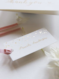 Luxury Royal Gold Foil Confetti Dotted Blush Pink Place Card