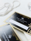 Invito per il giorno delle nozze apribile con taglio laser Art Deco del Grande Gatsby nero e oro