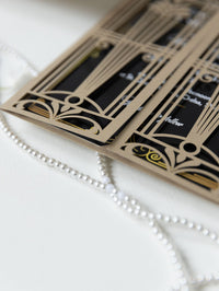 Black & Gold Art Deco Great Gatsby Laser Cut Gatefold Le jour du mariage Invitation